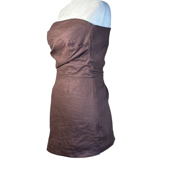SNDYS Romi Linen Dress in Chocolate Small New Womens Mini - Picture 5 of 13
